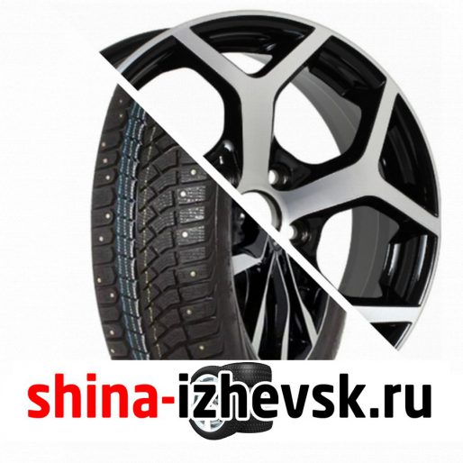 Колесо в сборе Viatti Brina Nordico (V-522) 195/65 R15 T 91 + Tech Line 511 6xR15 5×108 ET52.5 DIA63.4 Глянцевый черный с полированной лицевой частью в Ижевске